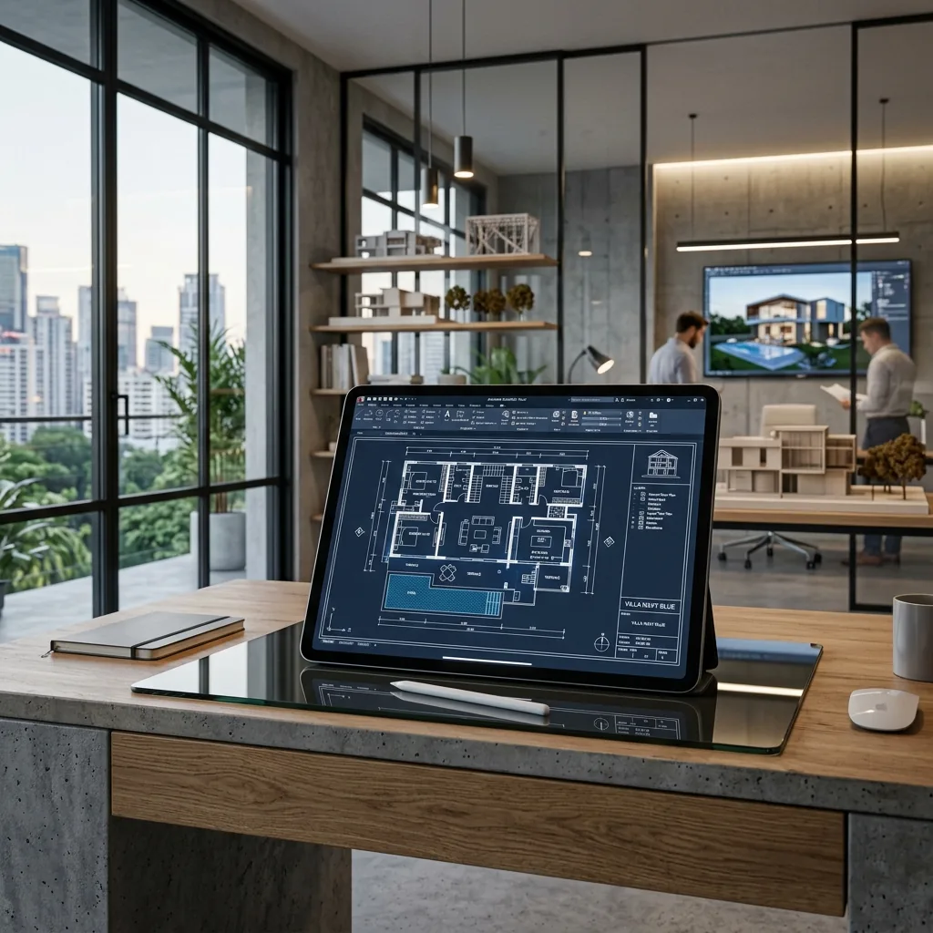 Architect reviewing AI generated house plan